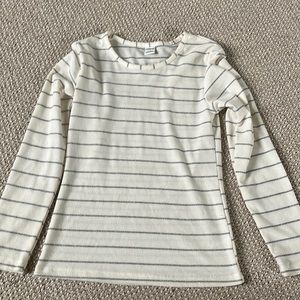 Cute sparkly grey stripes on white long sleeve